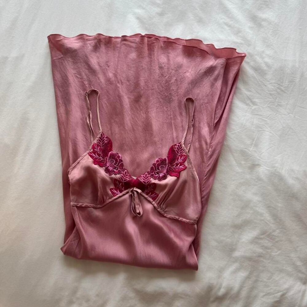 Pink real silk slip dress